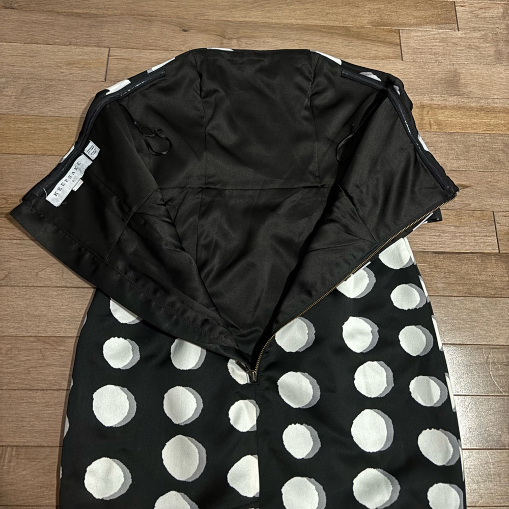 Keepsake the label polka dot strapless mini dress small black white grey - Picture 6 of 10